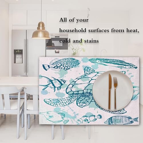 Miniatura 7 de Cute Turtle Pattern Placemats Set of 4 Table Mats Washable Placemat Waterproof Place Mats for Party Home Dining Table Decor 18x12 in