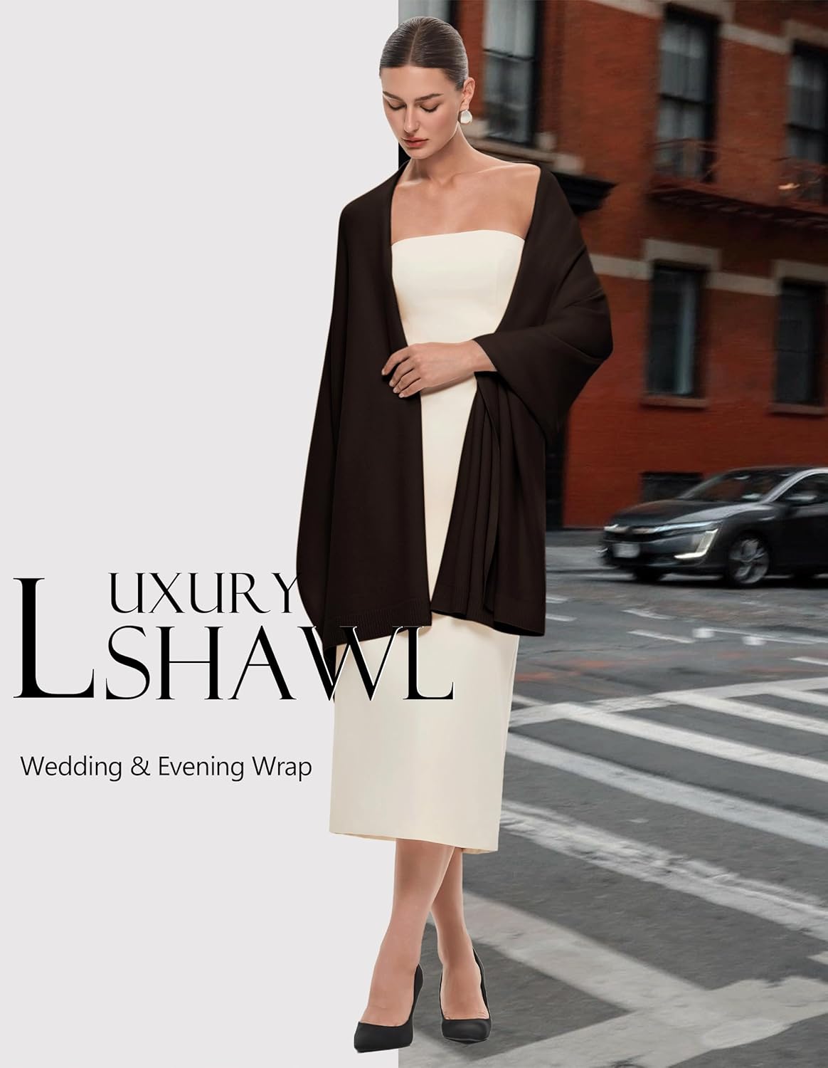 PULI Women's Pashmina Shawl Wraps for Evening Dress Large Scarf Blanket Long Wedding Bridal Winter Warm Shoulder Wrap - Image 5