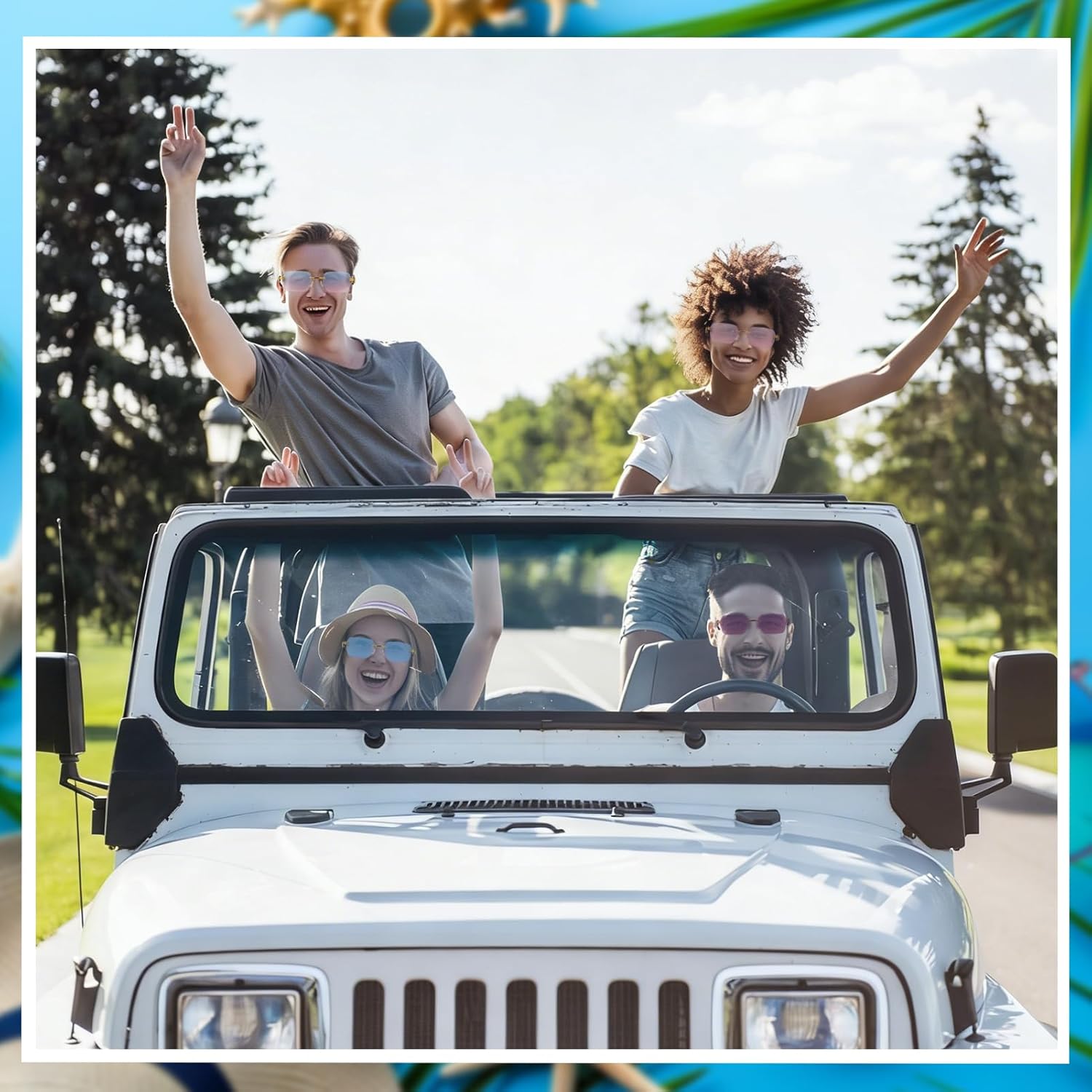 GGSTDDUP 4 Pcs Rimless Rectangle Sunglasses, Retro Frameless Sun Glasses Y2K Style UV400 Protection for Women Men - Image 9