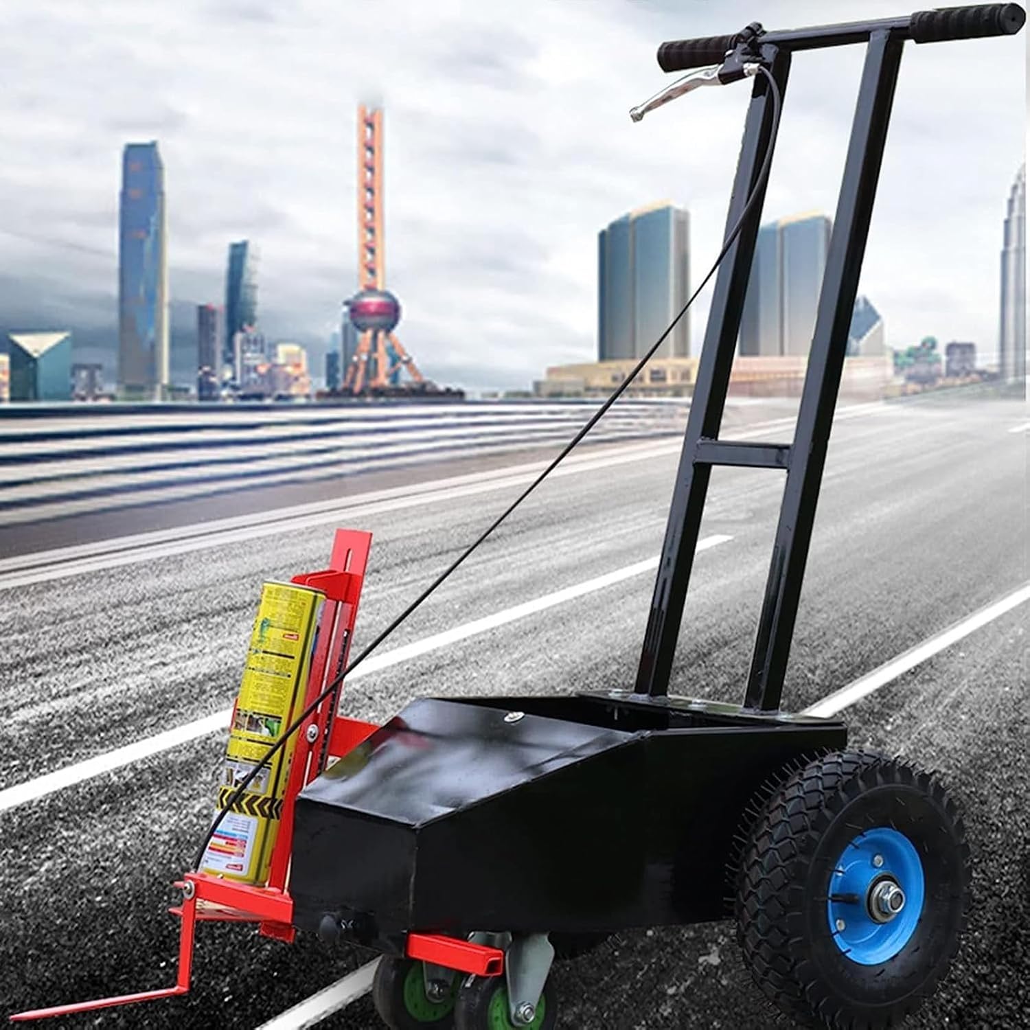 Striping Line Marking Machine,Paint Line Striping Machine,Hand Push Floor Marking Tool with Wide Handle and Easy to roll Wheels,for Basketball Courts, Road Warning and Parking Space