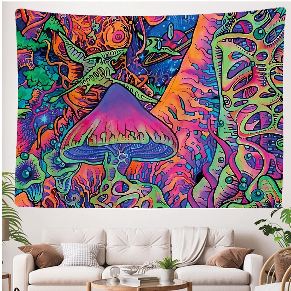 Ulticool, Bedroom Decorative Wall Tapestry, Neon Psychedelic, 200 x 150 cm Large, Fabric Wallpaper, Tapestry Aesthetic Wall - Image 4