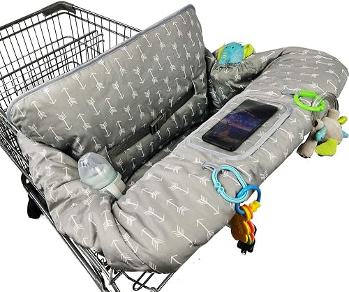 ICOPUCA Shopping Cart Cover for Baby boy Girl, Anti Slip Design, Cotton High Chair Cover, Machine Washable for Infant, Toddler, Grocery Cover (Grey)