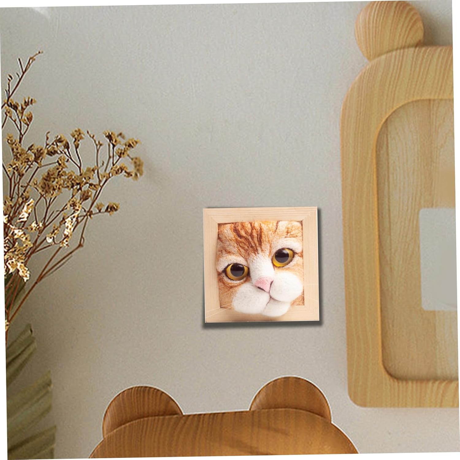Nukinp Needle Felting Kits, DIY Needle Felting Supplies, Cat Model Starter Kit, Foam Mat, Stylish Beginner Knitting Kit