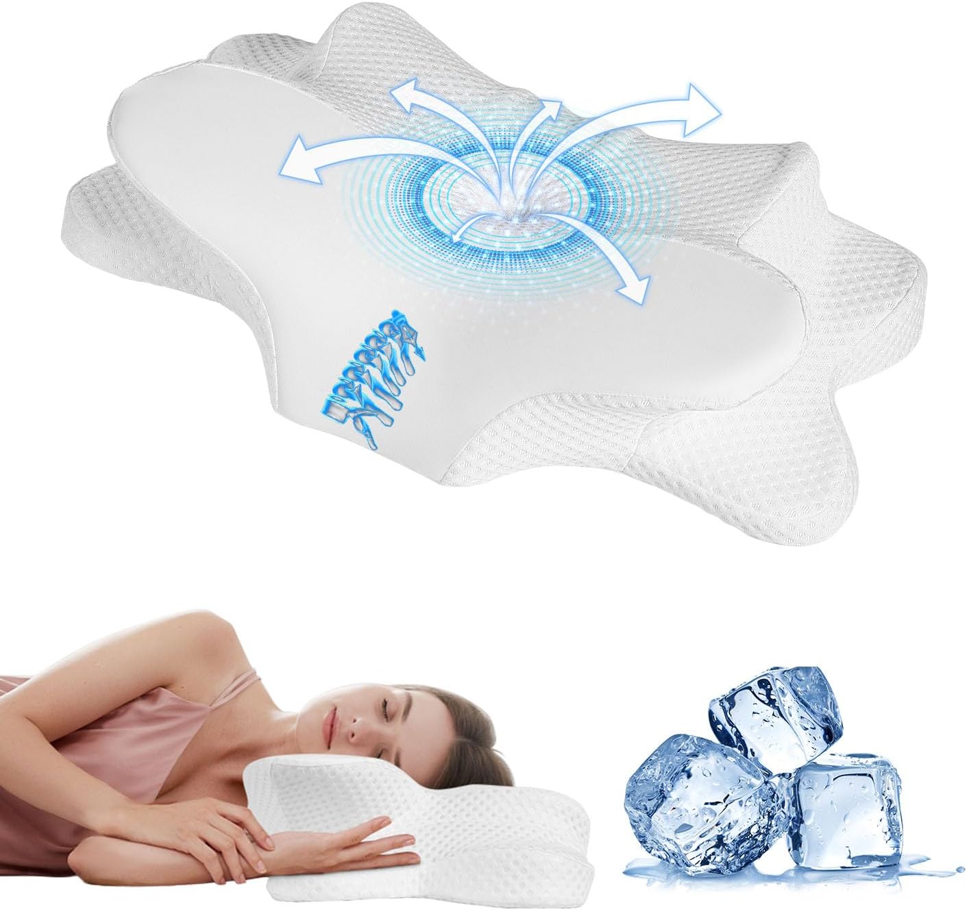 Cervical Neck Pillow for Neck Pain Relief – Ergonomic Memory Foam Neck Support Pillow for Sleeping, Side, Back & Stomach Sleepers, Orthopedic Contour with Breathable Washable Cover (White)