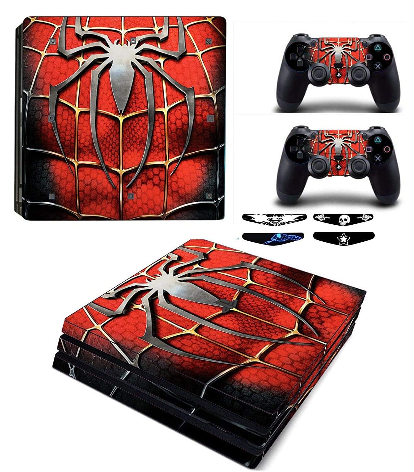 Khushi Decor Spider Man 111 Pro 3m Skin Sticker Cover for Ps4 Pro Console and 2 Controllers + 4 LED-image-21