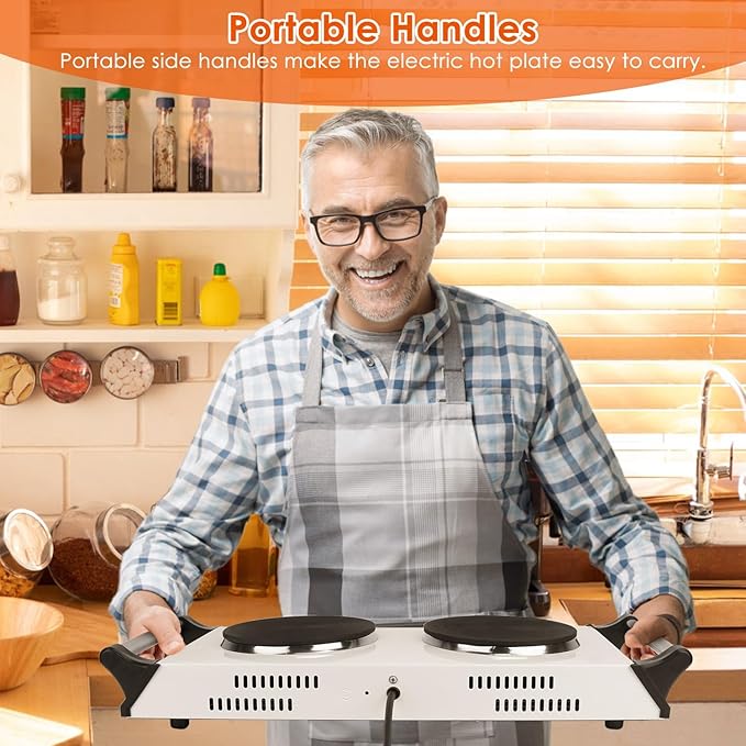 Estufa Eléctrica Portátil de 2 Puestos 2000W con Control de Temperatura miniatura 2