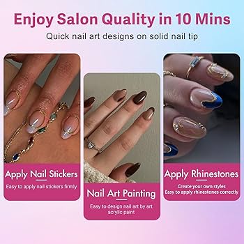 Amazon.com: SXVME Brown Soft Gel Nail Tips Short Almond Gel Tips
