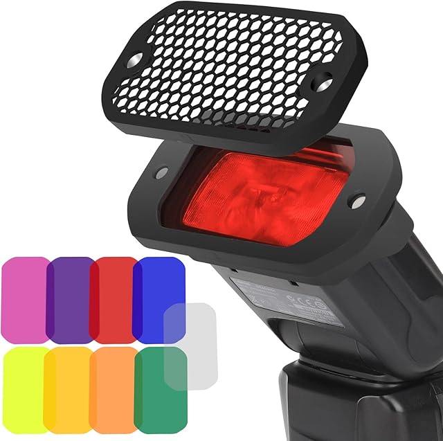 AODELAN Grid and Gel Set Flash Gels Lighting Filter Kit for Canon, Nikon, Sony, Godox, Yongnuo Camera Flash Light