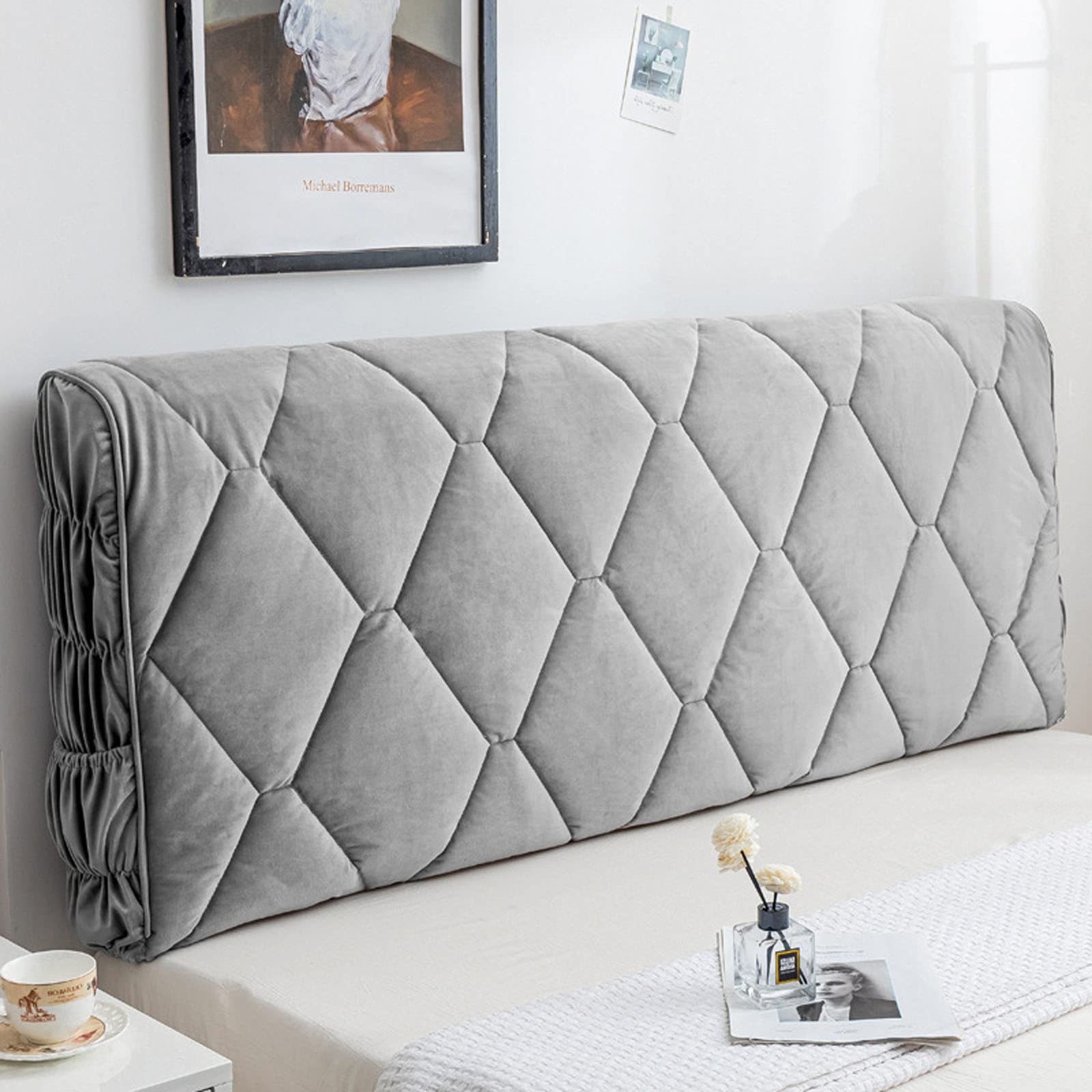 LZTET Headboard Soft Leisure Backrest Cushions Headboard Protector Pads With Removable And Washable Cover Headboard Cover Wedge Pillow For Reading Double Bed Backrest Pillow,Grey-180cm