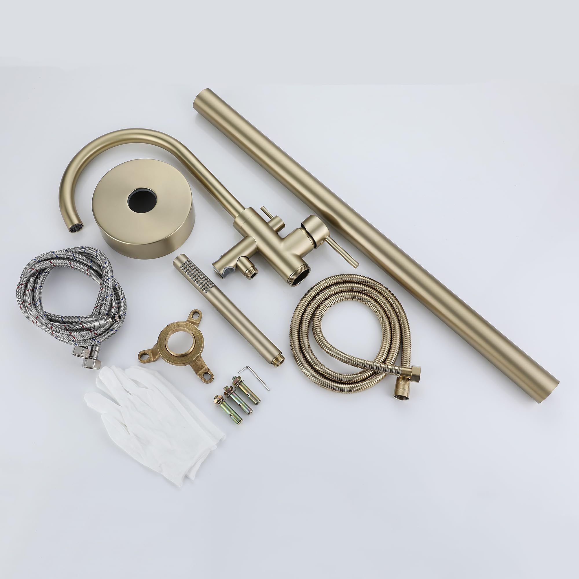 Freestanding Rubinetti Per Vasca, Montaggio A Pavimento Miscelatore Rubinetto Per Vasca Rubinetto Per Vasca Da Bagno Indipendente, Girevole A 360°, Con Doccetta Per Vasca (Oro spazzolato-A)