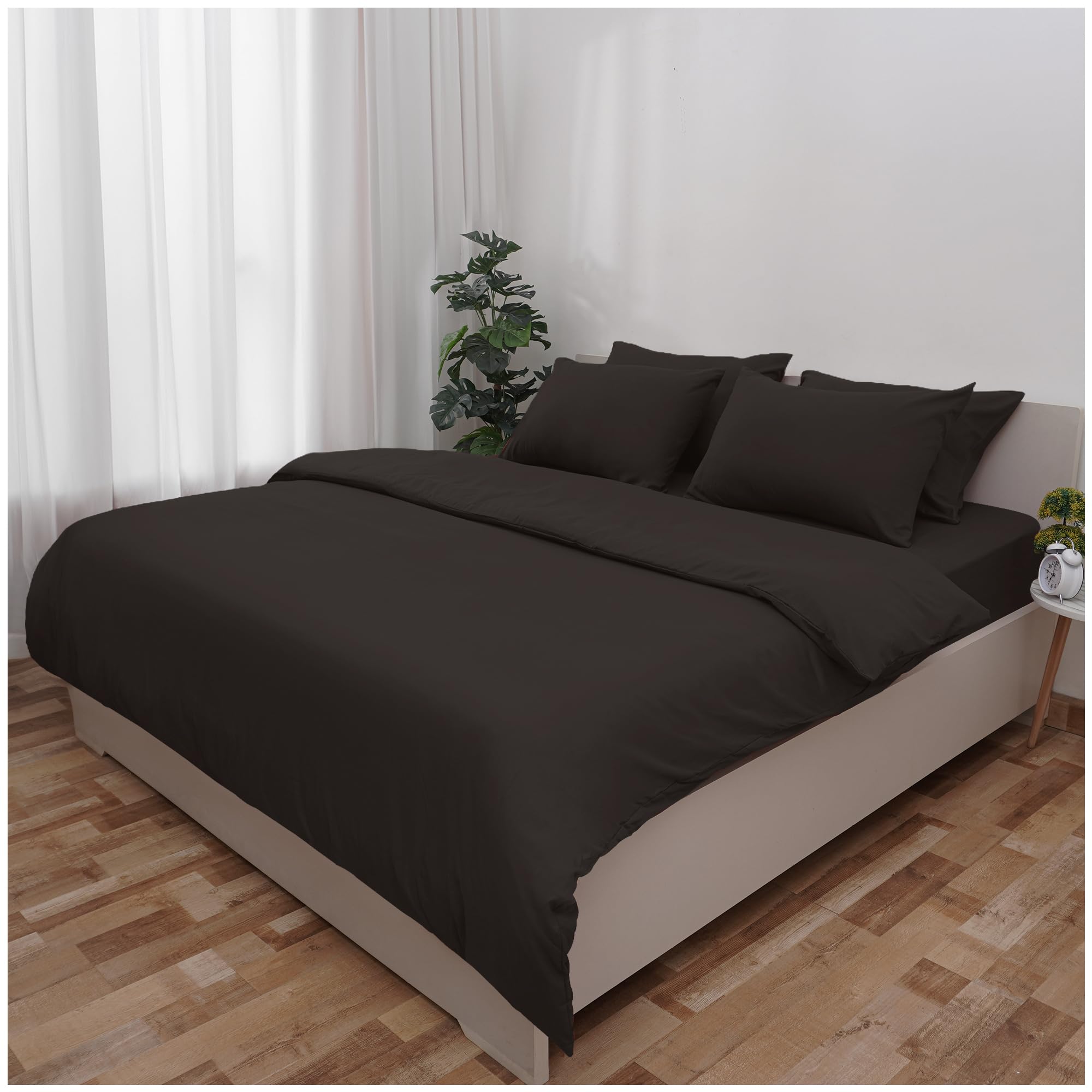 Novo Home Double Bed Duvet Cover Set Dark Brown – Soft Microfibre Quilt Cover with 2 Pillowcases | Durable, Easy Care Double Bedding for Modern Bedroom Comfort — image 1
