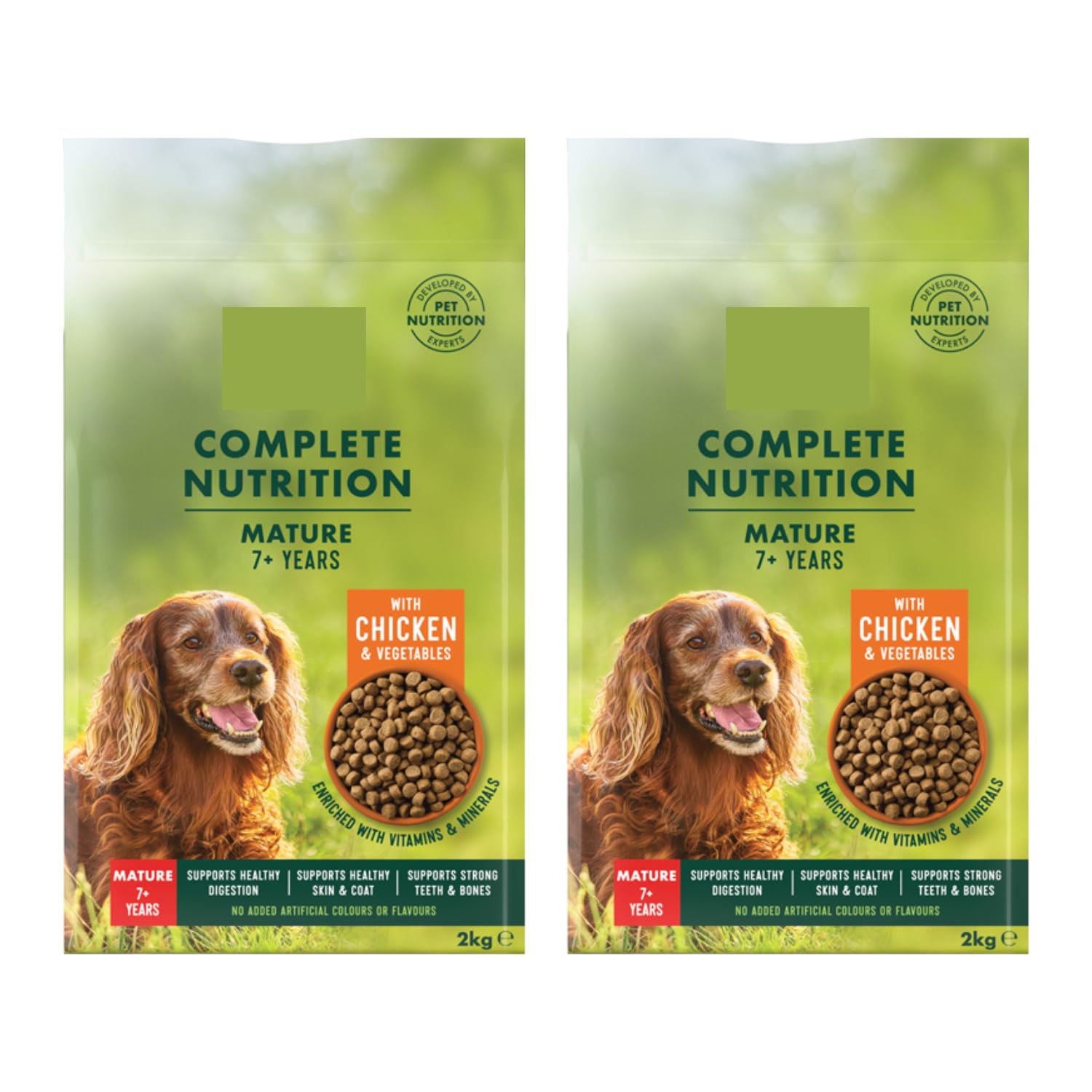 Complete Nutrition Chicken & Veg Mature Dry Dog Food 2kg - Pack of 2 - Enriched With Vitamins and Minerals - Supports Strong Teeth & Bones - Supports Healthy Skin & Coat