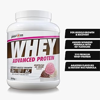 Per4m Whey Protein Powder | High Protein Shake for Muscle Growth & Recovery | Low Sugar Gym Supplement | Sports Nutrition Drink + Amino Acids (2010g, Neapolitan Ice Cream)