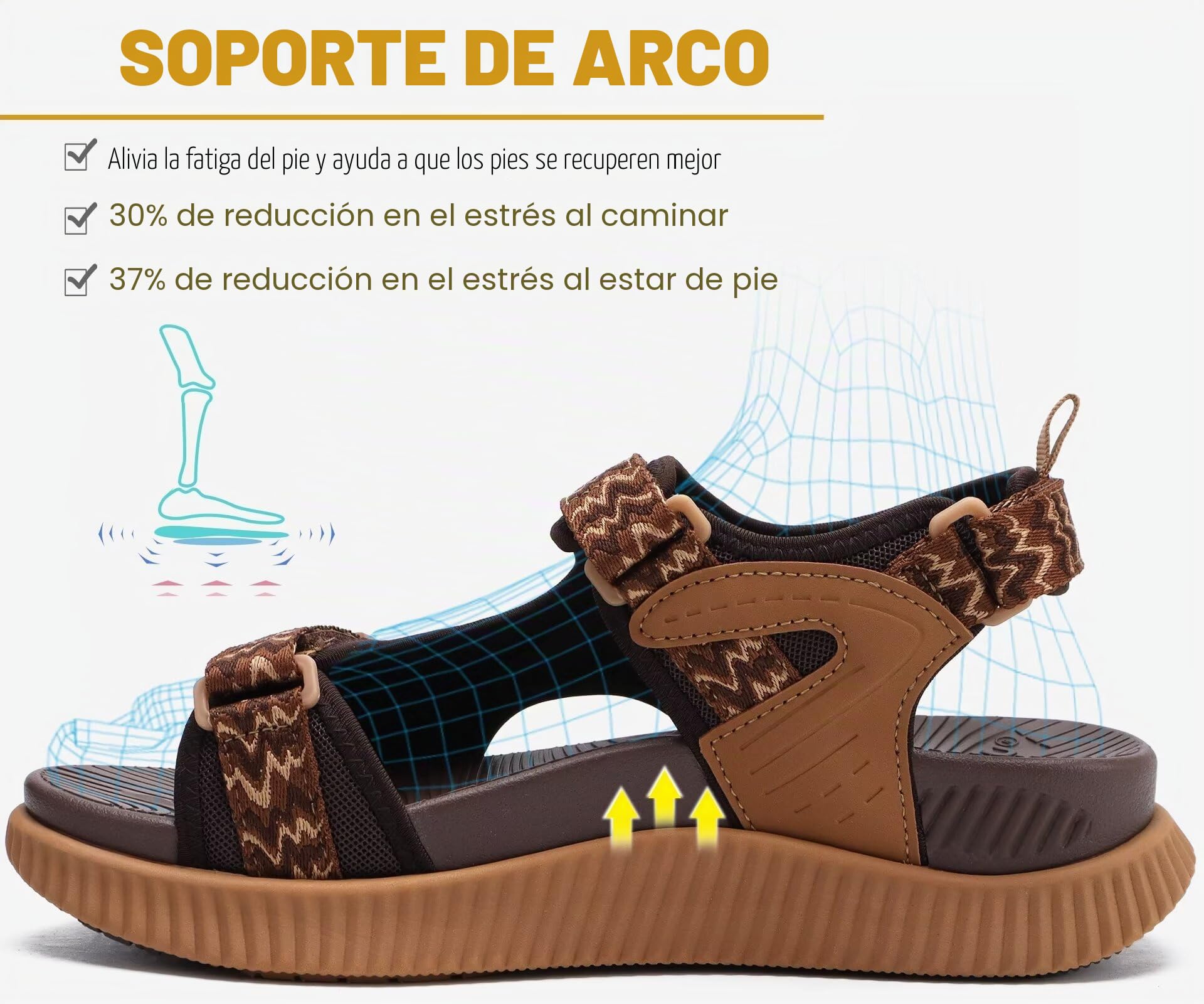KuaiLu Sandalias Trekking Deportivas Mujer Ortopedicas Senderismo Sandalias | Comodas Caminar Fascitis Plantar Verano Abierta Ligera Cuero Ajustables Antideslizantes Sandalias Montaña Caqui Marrón 38