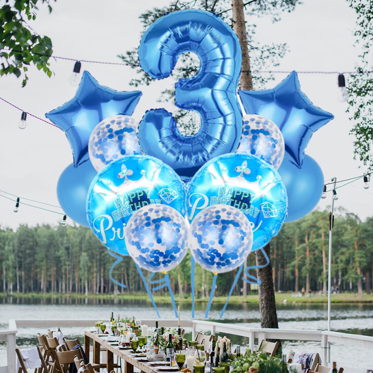 Daimay 3. Geburtstag Deko Set Blau – Mit Banner, Luftballons, Konfetti & Folienballons Für Jungen & Mädchen