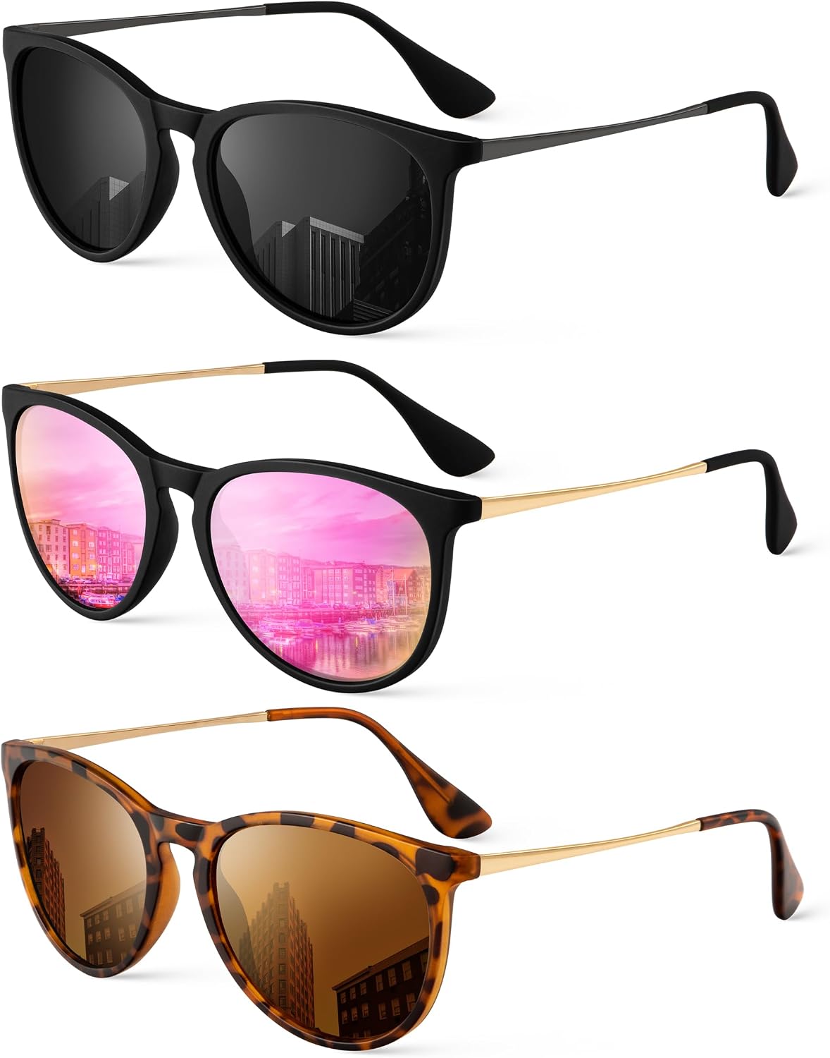 KALIYADI Sunglasses Womens Polarized Womens-Sunglasses: Trendy Sun Glasses with UV400 Retro Style for Party Beach Shopping