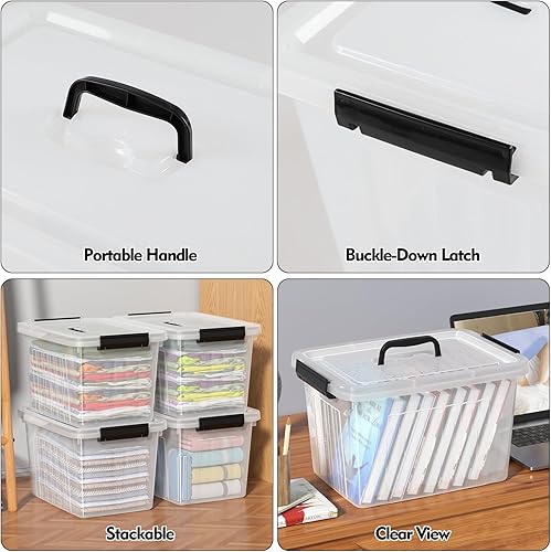 Miniatura 2 de Kiddream Contenedores de almacenamiento transparentes de plástico de 20 litros con asas, cajas de almacenamiento con tapa, juego de 4