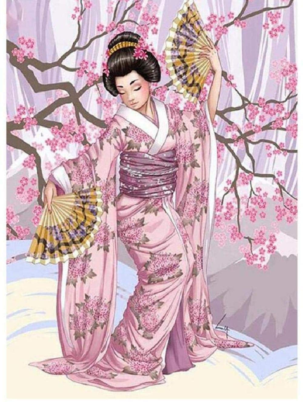 ERUZO 5D Diamond Painting Cross Stitch Japanese Geisha Diamond Art Crafts for Home Wall Decoration40x40cm