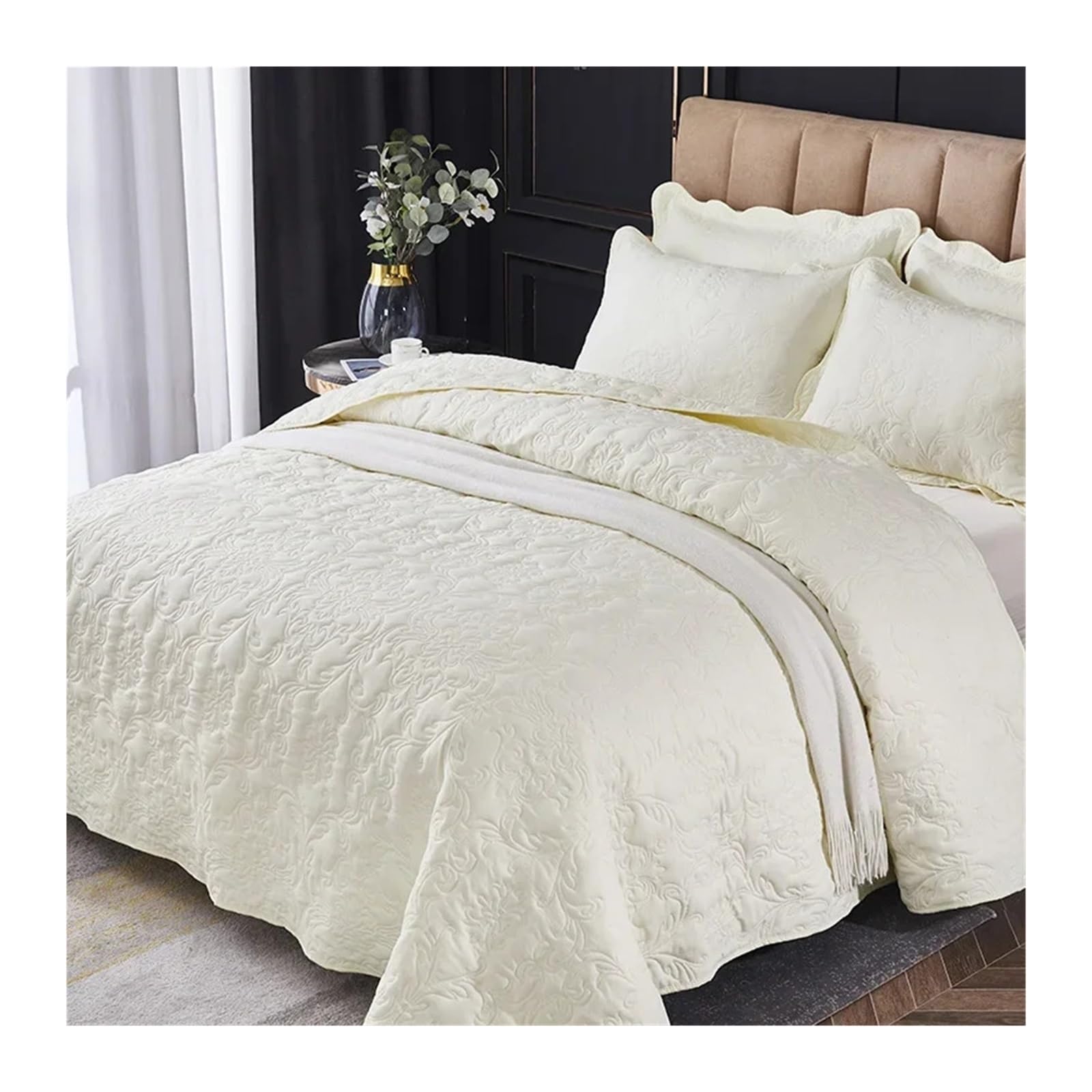 Colchas Acolchadas 3 uds/1 Juego de colcha acolchada, funda de cama de 220x240cm, colcha decorativa de lujo, colcha tamaño King en la cama Ligera Colcha Cubrecama De Microfibra(BROWN,3pc 220x240cm)