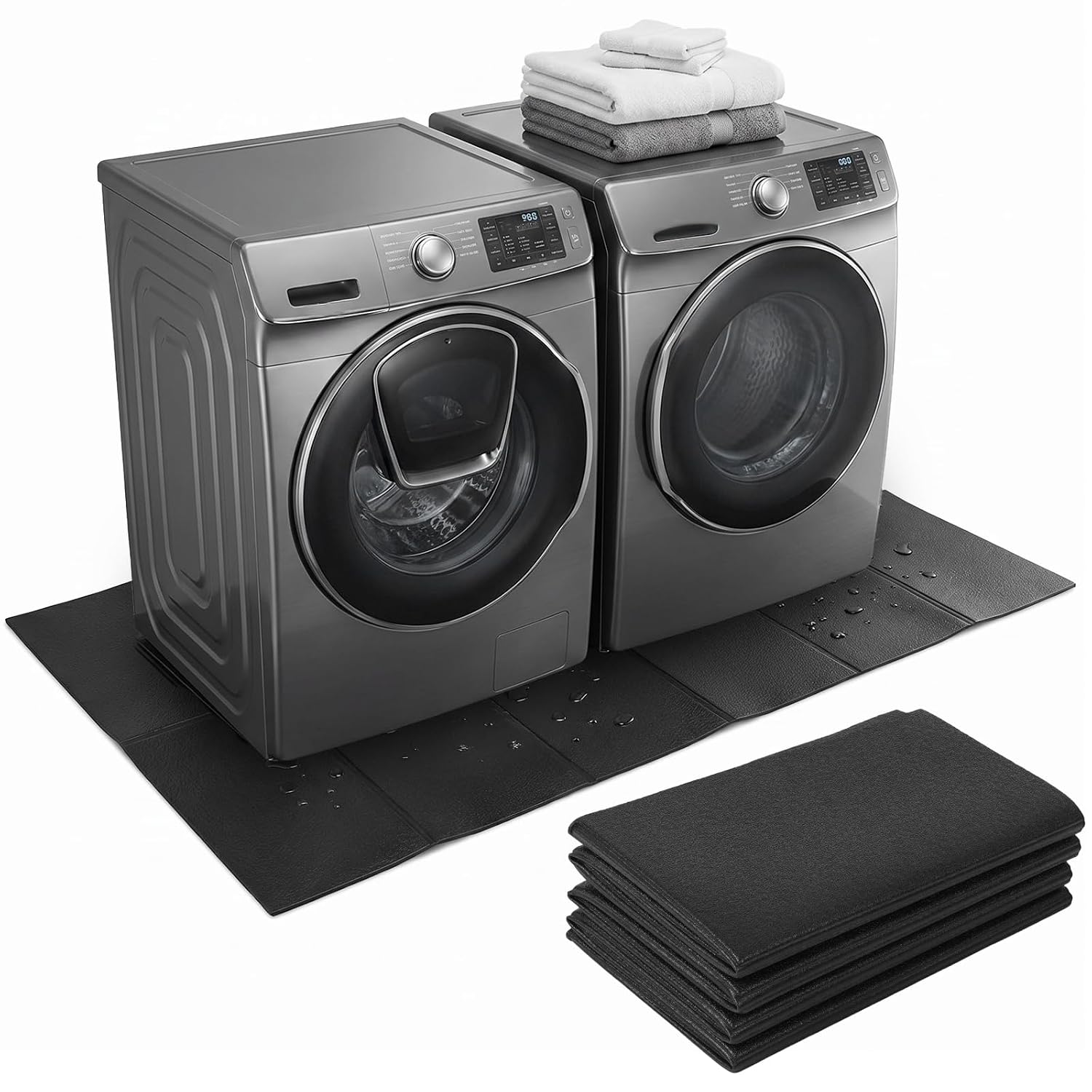 Large Washer and Dryer Mats for Floor Protection, Washing Machine Anti Vibration Mat 29.7 x 68.1 x 0.25 Inches Foldable PVC Rubber Pad for Noise Reduction & Non-Slip Shockproof Use