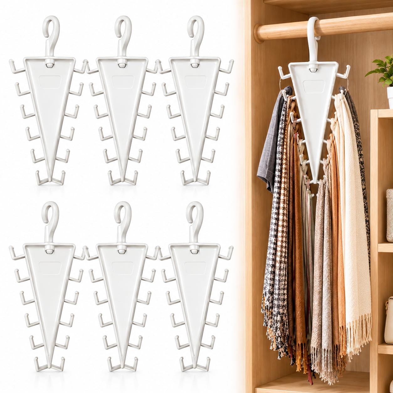 V Shaped Double-Sided Closet Organizer Hanger, 2027 New Closet Organizer (White-6pcs)