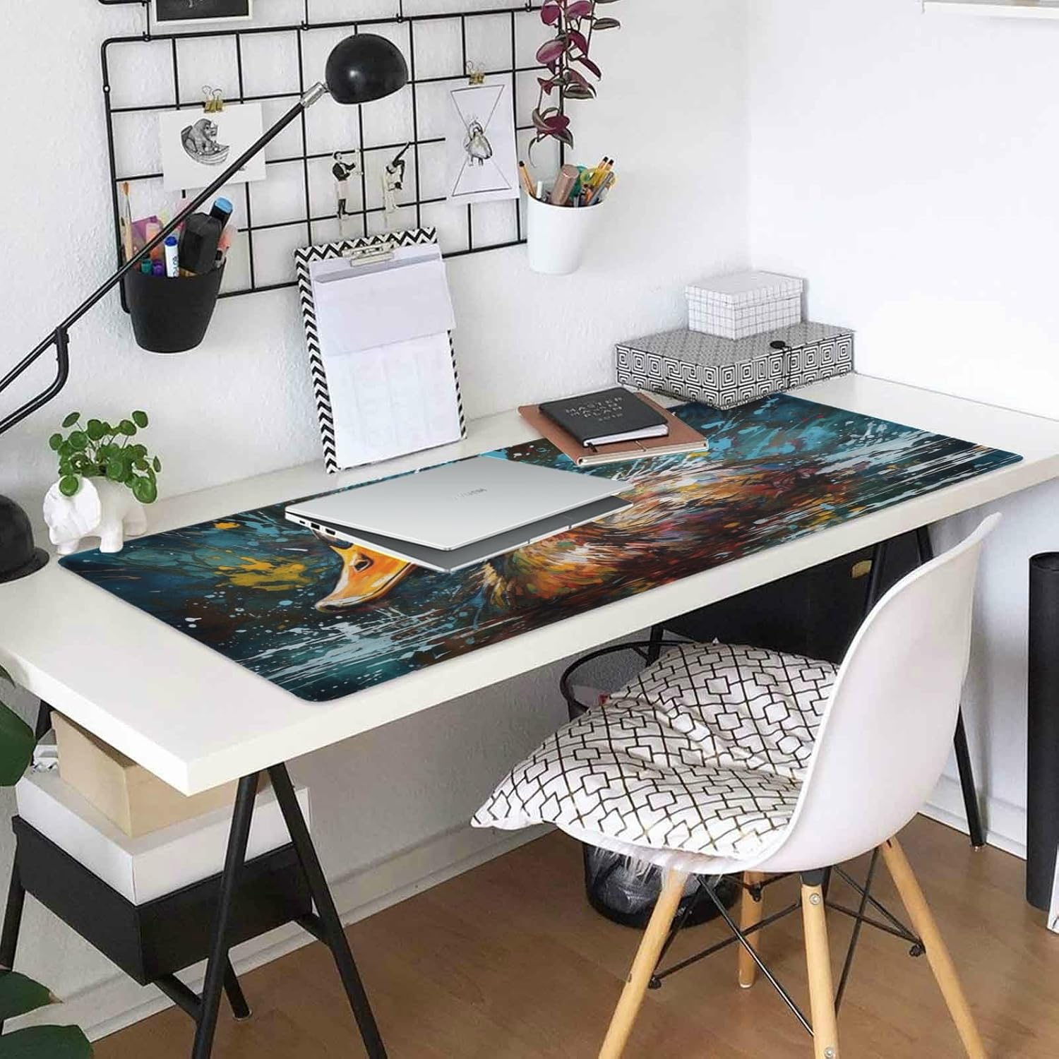 Durable Duck Design Mouse Pad 35.5 x 16 Inch with Non-Slip Base, Waterproof, Comfortable for Extended Gaming