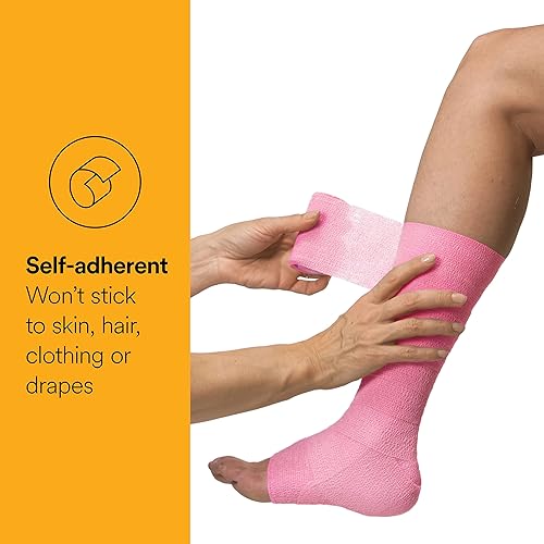 Vista 72 de 3M Coban LF - Vendaje cohesivo autoadherente, elástico, no tejido, beige, no estéril, 6 pulgadas x 5 yardas, 12 unidades Beige