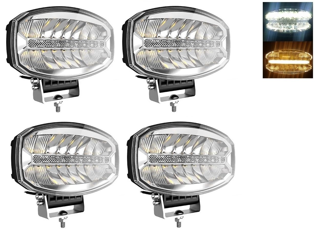 Generic 4x LED dalekosiężny reflektor E Marka 12-24V 5800lm Światło pozycyjne Biały/Pomarańczowy