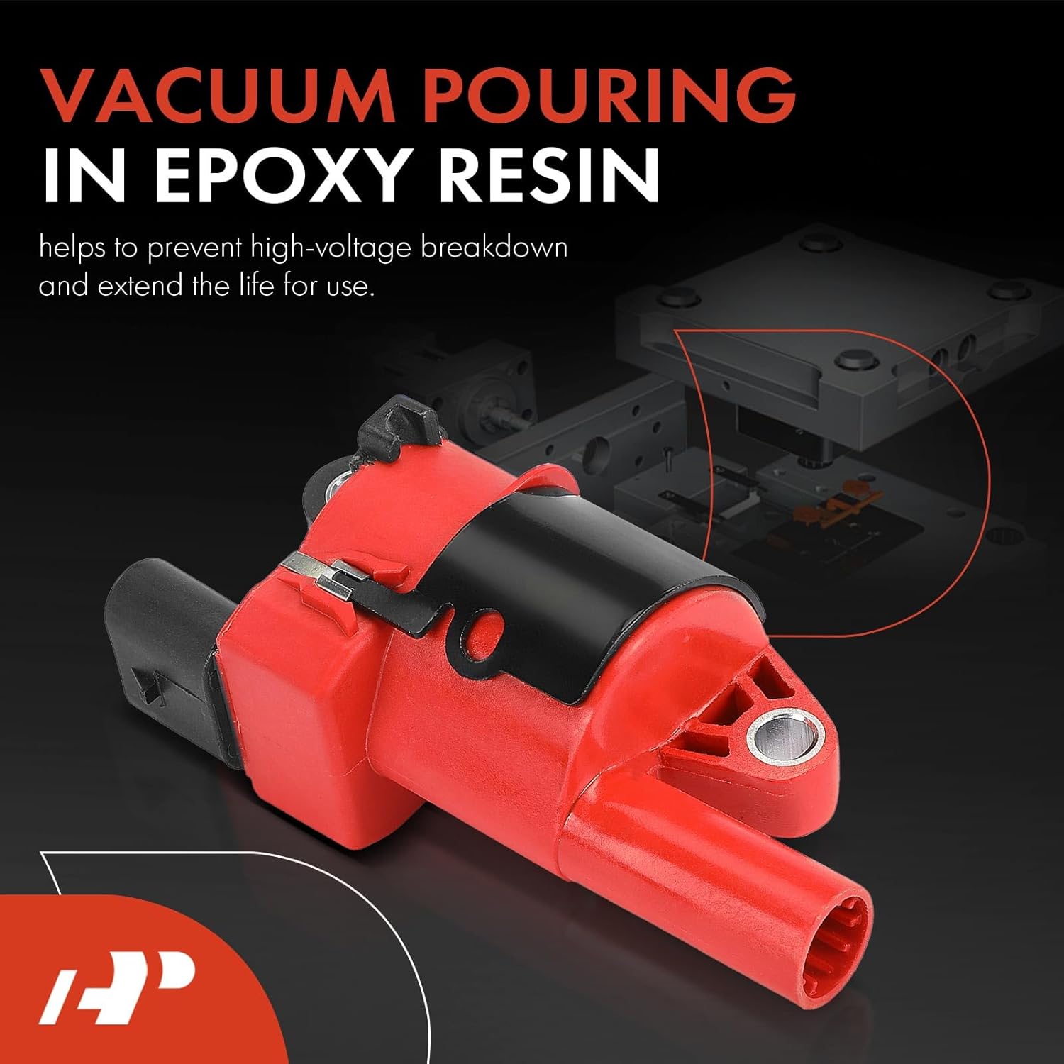 A-Premium (Red) Engine Ignition Coil Pack Compatible with Chevy Silverado 1500, Impala, Tahoe, Camaro, Colorado & GMC Sierra 2500 HD, Yukon & Buick LaCrosse & Cadillac Escalade & Isuzu NPR, 8-PC Set