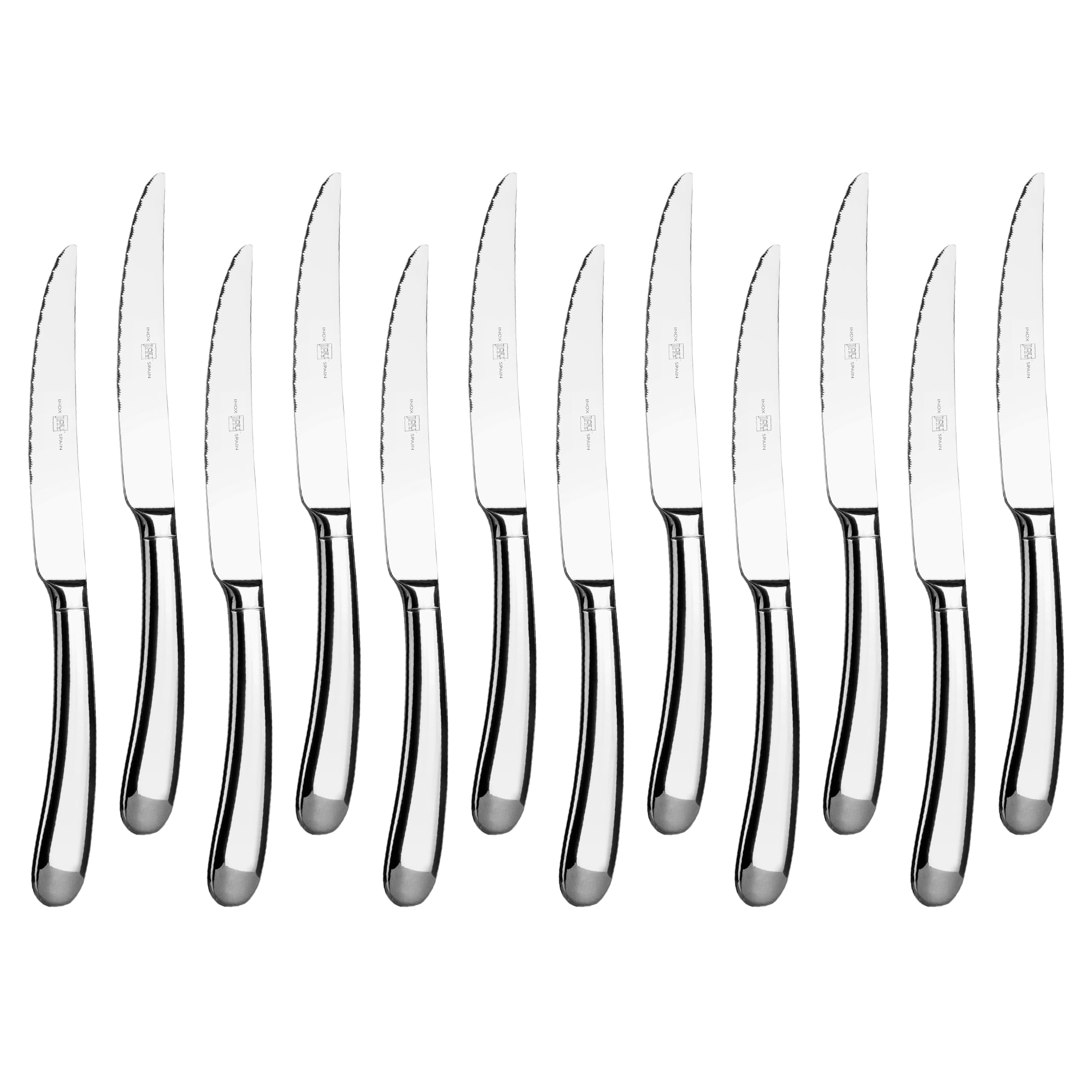 Lacor - JAY - 11001017 - Pack de 12 Cuchillos Chuleteros, Colección Premium | En acero inoxidable, para un uso práctico y profesional en cocina; ideal para cocina profesional y uso diario en casa