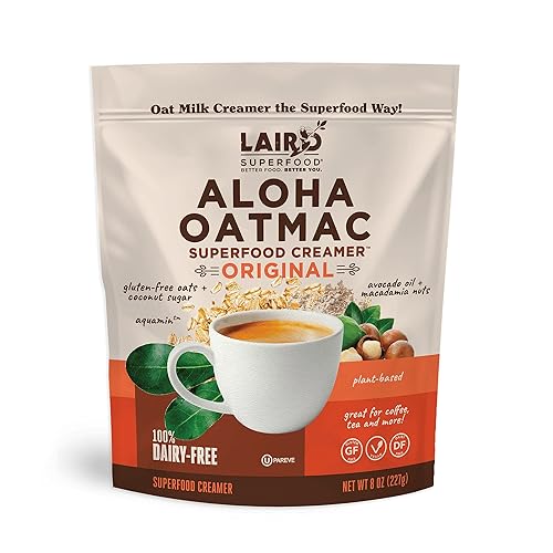 Laird Superfood Aloha OatMac - Crema original para café sin lácteos crema en polvo de leche de macadamia y avena sin gluten sin OMG vegano bolsa de