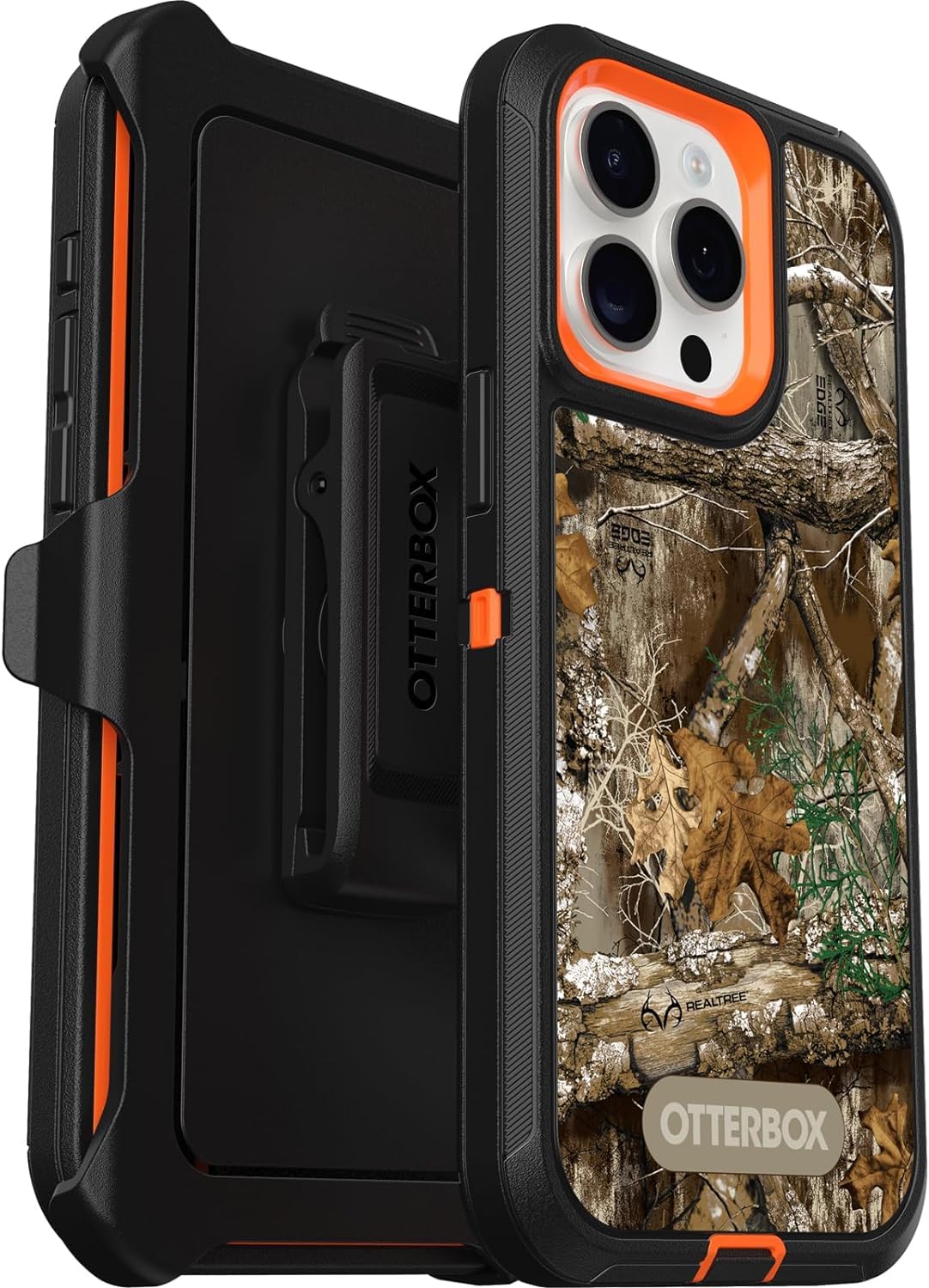 OtterBox iPhone 15 Pro Max (Only) Defender Series Case Realtree Edge  (Camo) Screenless Rugged Durable with Port Protection Holster Clip