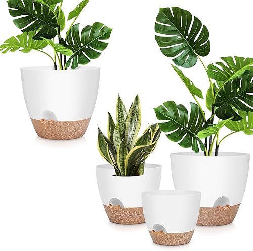 Macetas grandes de 12 pulgadas, 10 pulgadas, 9 pulgadas, paquete de 3 macetas con múltiples agujeros de drenaje de malla para plantas y flores de