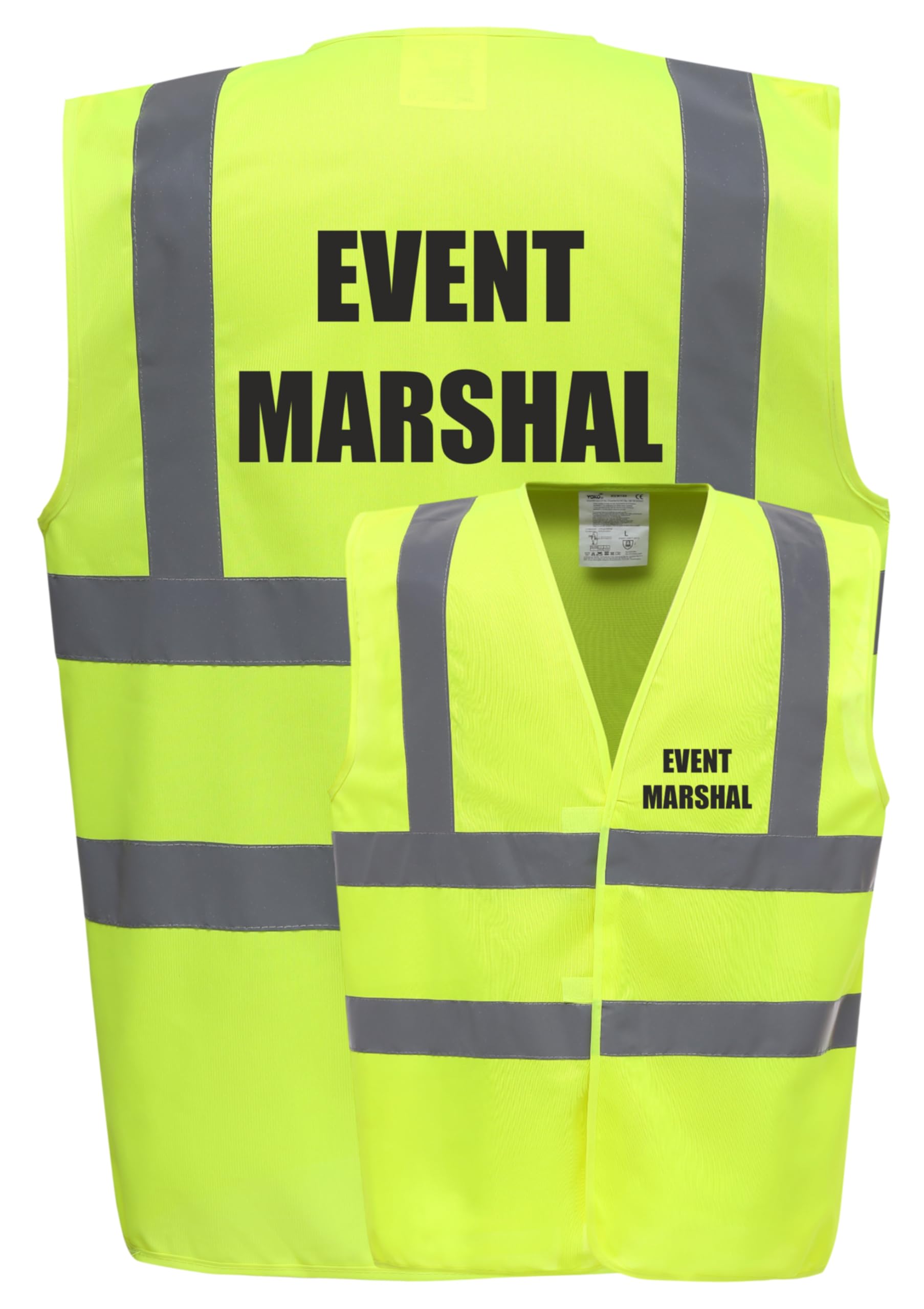 Event Marshal Yellow Hi Vis Viz Safety Vest Waistcoat Reflective High Visibility EN471 BS XXX-Large