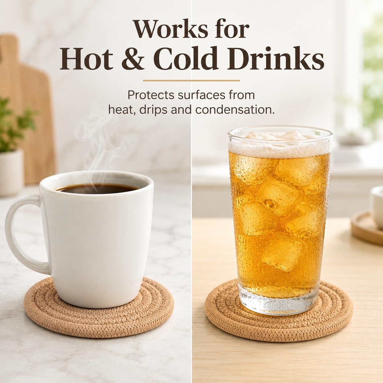 ABenkle 6 posavasos para bebidas, posavasos superabsorbentes, elegantes posavasos redondos hechos a mano para mesa de café, protección de mesa, regalo de inauguración de la casa para decoración del