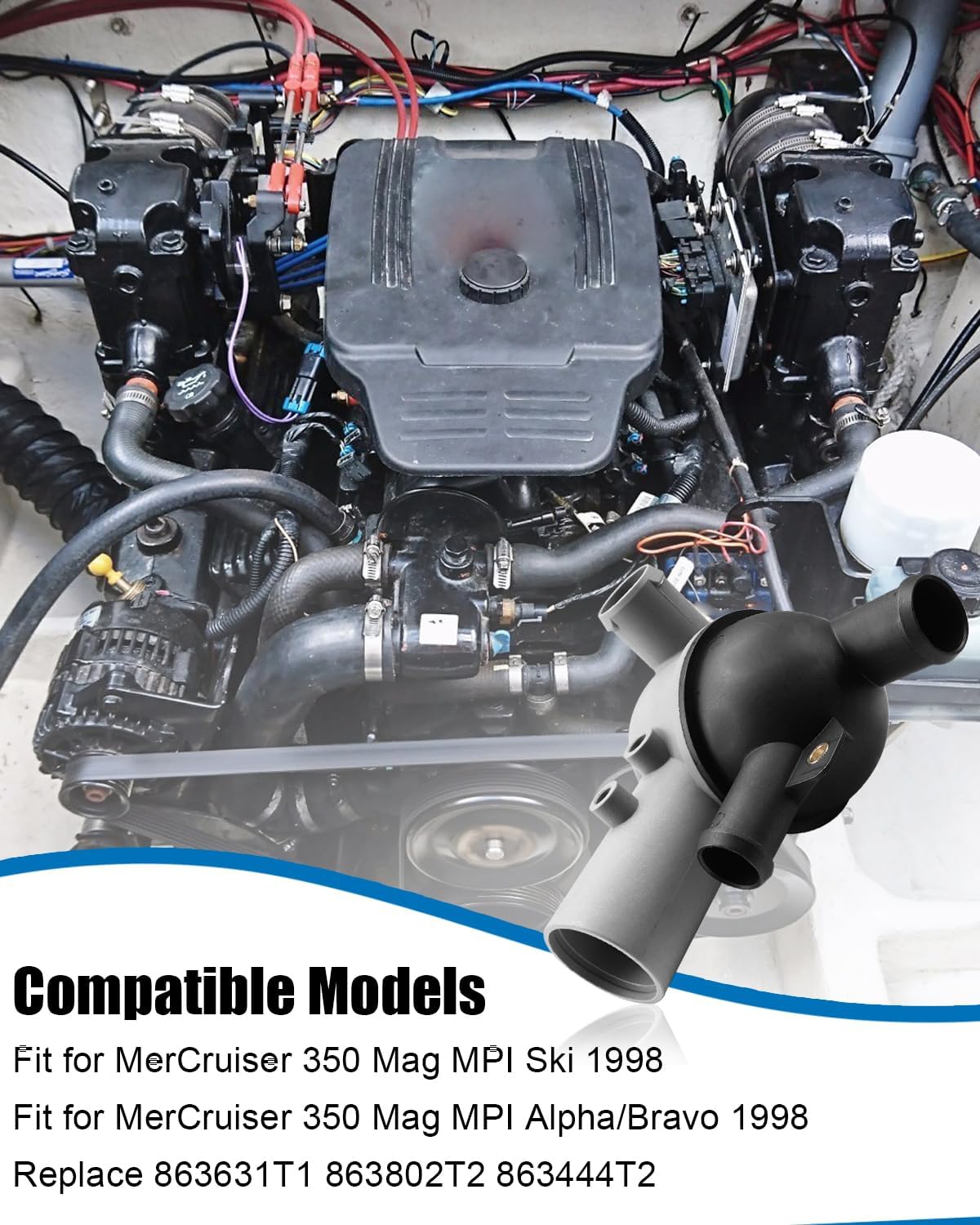 863631T1 Water Distribution Housing, Fit for MerCruiser Mercury Quicksilver Alpha Bravo 4.3 5.0 5.7 6.2 350 MAG MPI 1998 Water Distribute Ball, Replace 863802T2 863444T2 Water Outlet Distributor
