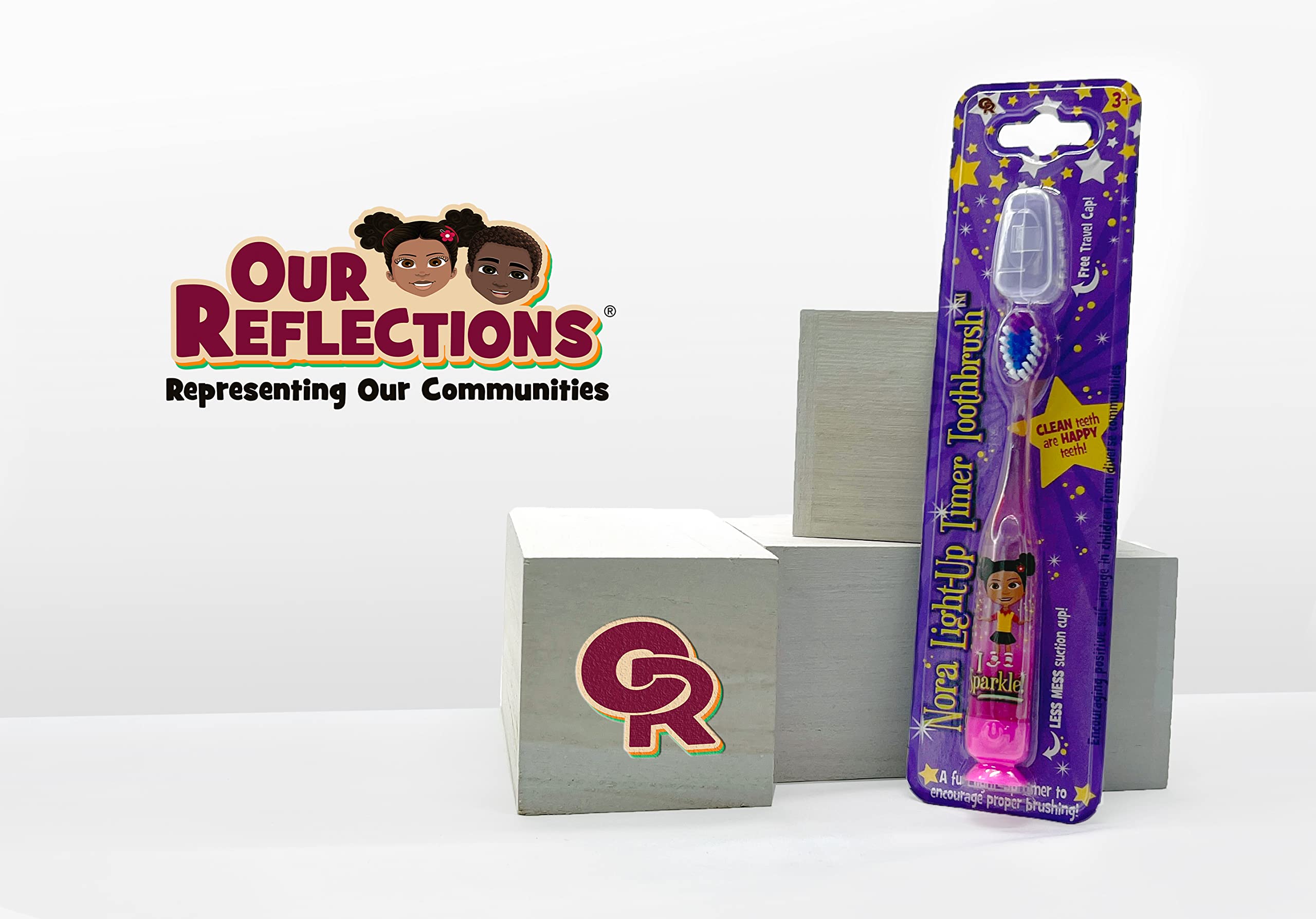 Our Reflections - Spazzolino da denti con timer da 60 secondi, ventosa, setole morbide, dai 3 anni in su