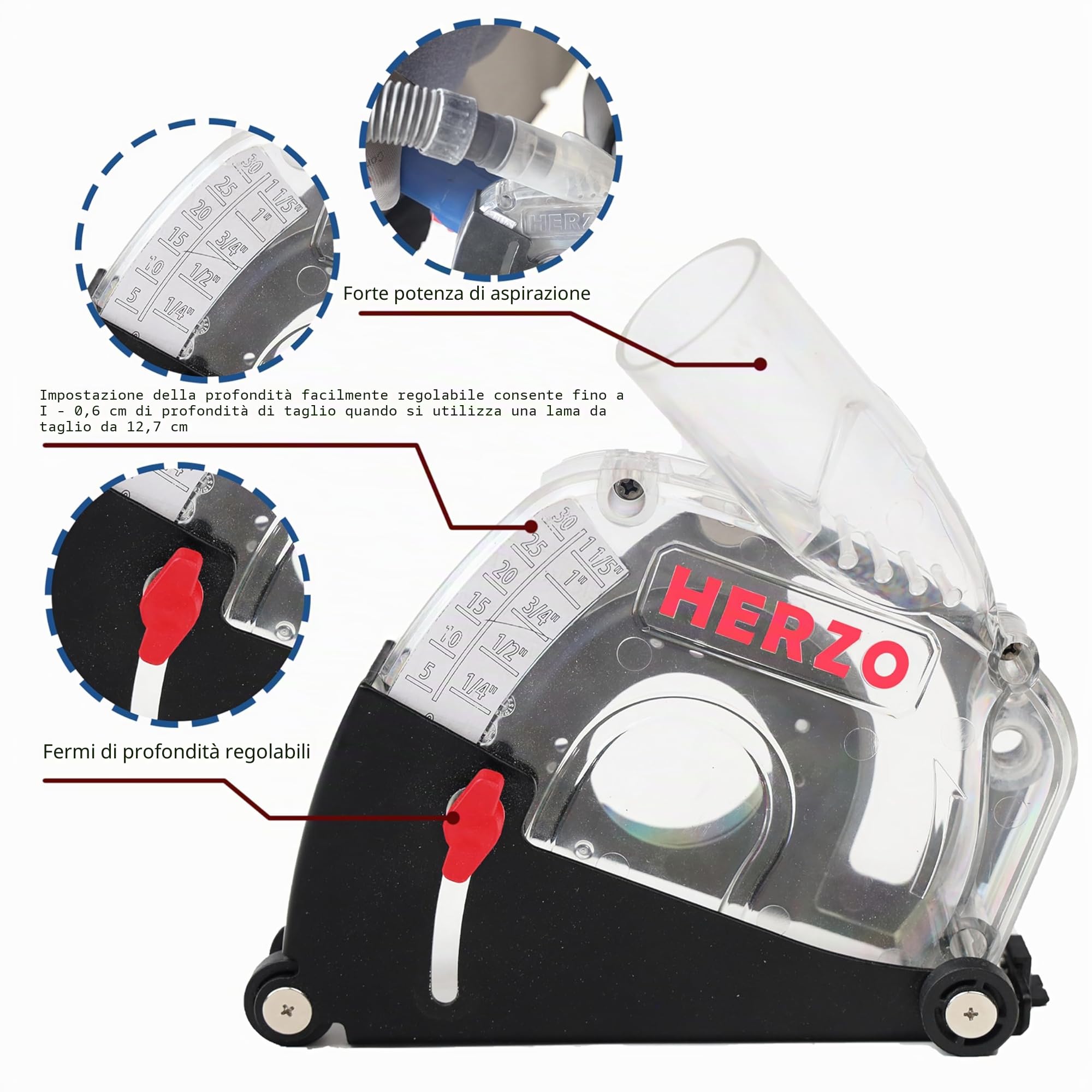 HERZO Cuffia Aspirazione con Slitta 115/125 mm