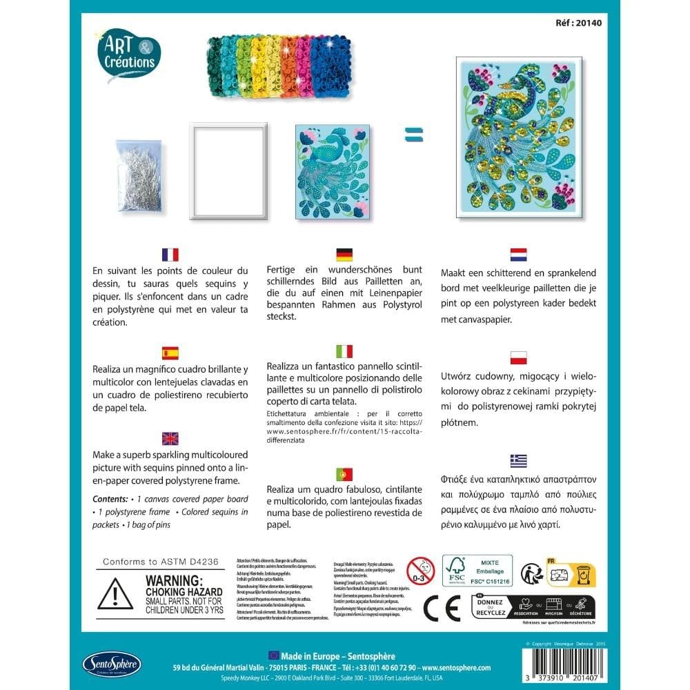 Art & Créations L'Art Du Sequin Paon - Sentosphère - Activité Manuelle Créative
