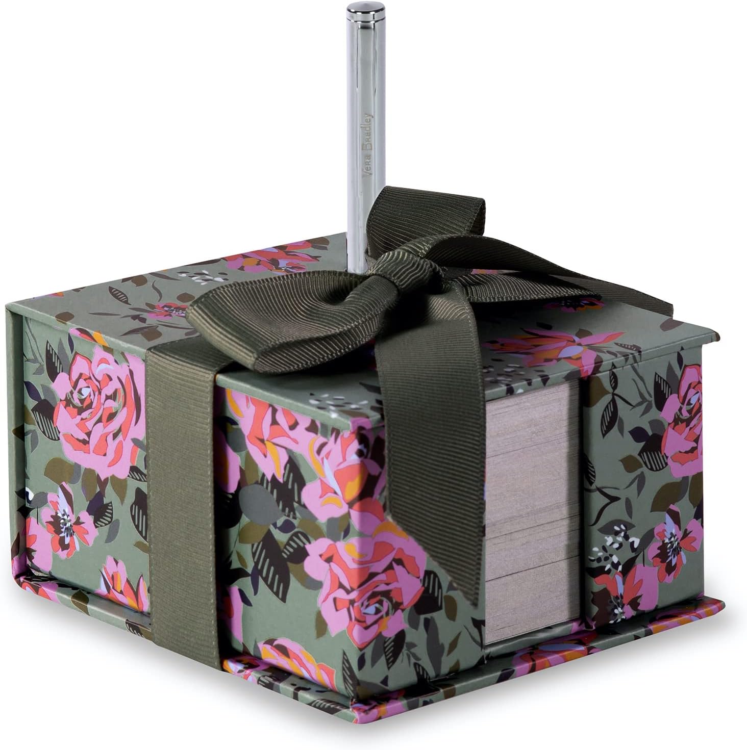 Amazon.com : Vera Bradley Green Floral Note Cube with 400 Blank Sheets ...