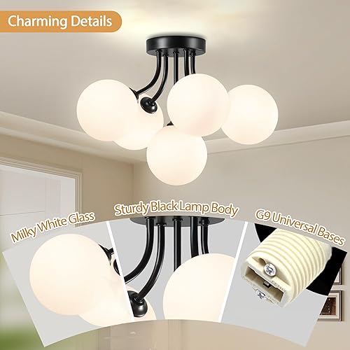 Miniatura 32 de Sputnik Candelabros de 15 luces de cristal ahumado de 39 pulgadas, lámpara de globo grande con vidrio gris ahumado, candelabros negros Sputnik