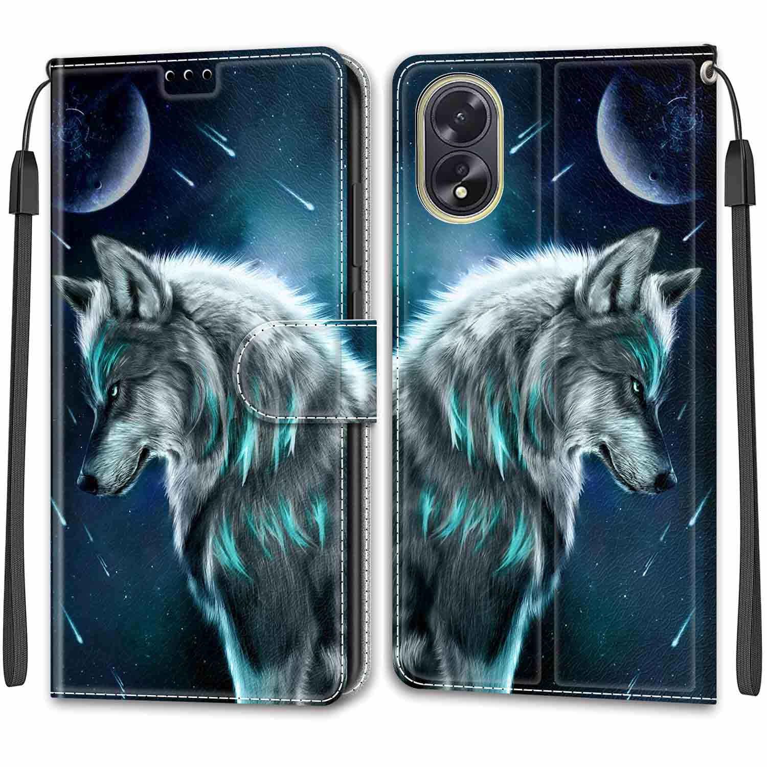 TOMYOU Custodia Portafoglio In Pelle PU Per Oppo A38 4G - Con Supporto Integrato E Slot Per Carte - Colore Ghiaccio Galleggiante