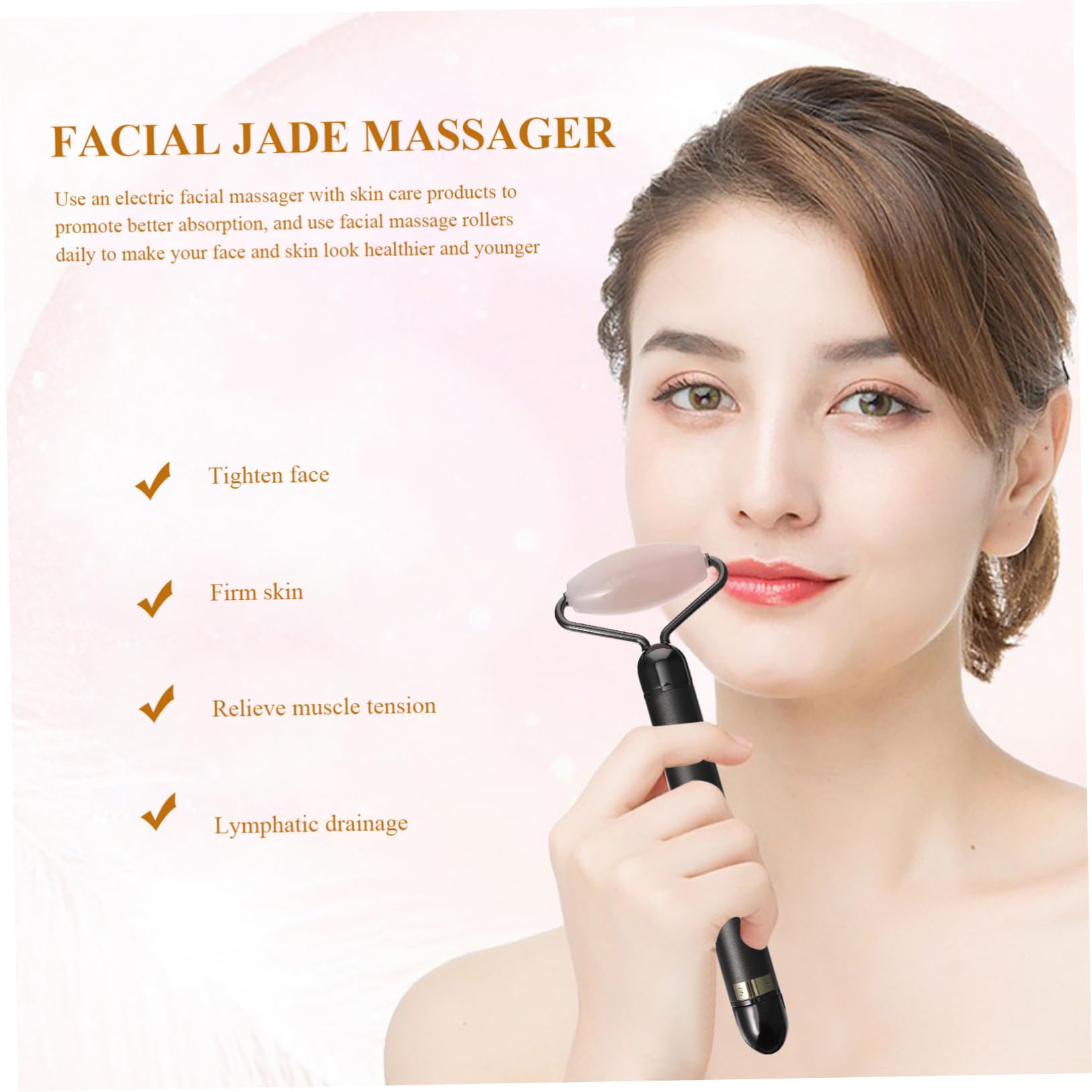 3-in-1 Gesichtsroller aus Natürlichem Jadekristall und Zinklegierung mit Aa Batterie für Strahlende Haut und Kollagenförderung zur Gesichtsmassage