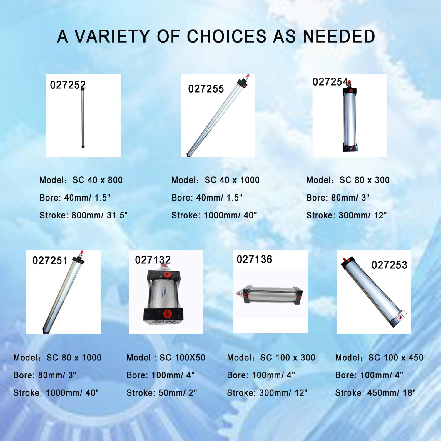 INTBUYING Air Cylinder Pneumatic Standard Cylinder Rod Dual Action - SC 40 x 800 PT Bore:1.5" Stroke:31.5"