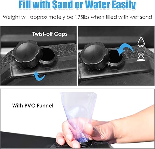 Miniatura 4 de Giantex 4 piezas de peso base para sombrilla de patio, 195 libras de agua y arena rellena para sombrilla voladiza, base de sombrilla de mercado al