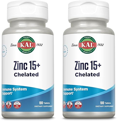 Kal Tabletas de 15 mg de quelato de zinc Plus, 100 unidades Paquete de 2