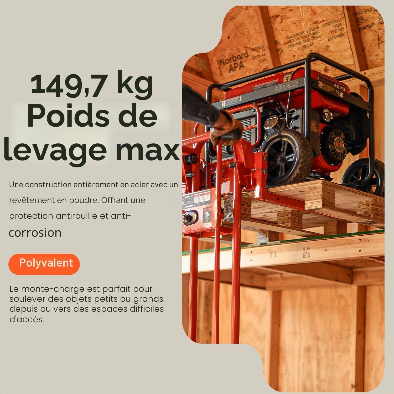 SuperHandy Treuil élévateur de matériel, gerbeur, Chariot à palettes, Table élévatrice, Chariot élévateur, capacité de Levage maximale de 150 kg et 100 cm, avec Roues de 20 cm et roulettes pivotantes