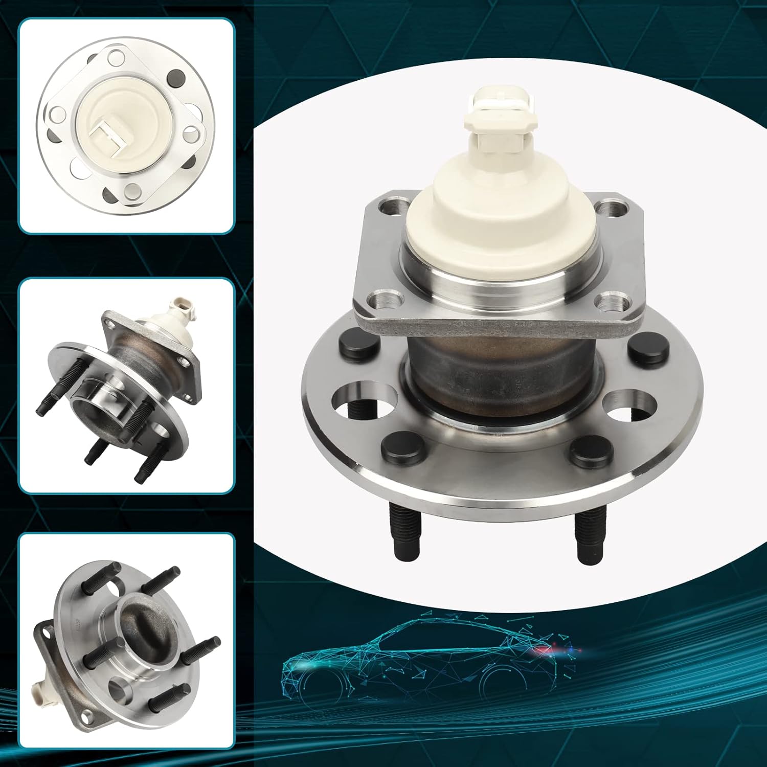 IRONTEK 512150X2 FWD Rear Wheel Hub and Bearing Assembly Compatible for Buick 05-09 Allure/05-09 Lacrosse/for Chevrolet 00-05 Impala(All Models),for Pontiac 01-05 Aztek; 5 Lugs; w/ABS Wheel Bearing