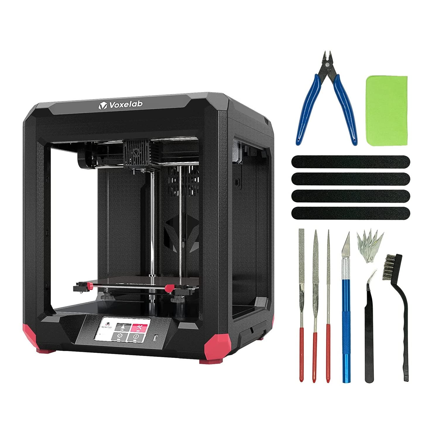 Voxelab 3D Printers Aries FDM Semi-Enclosure Machine, Bundled with 3D Print Tools Cleaning Kit , Aux