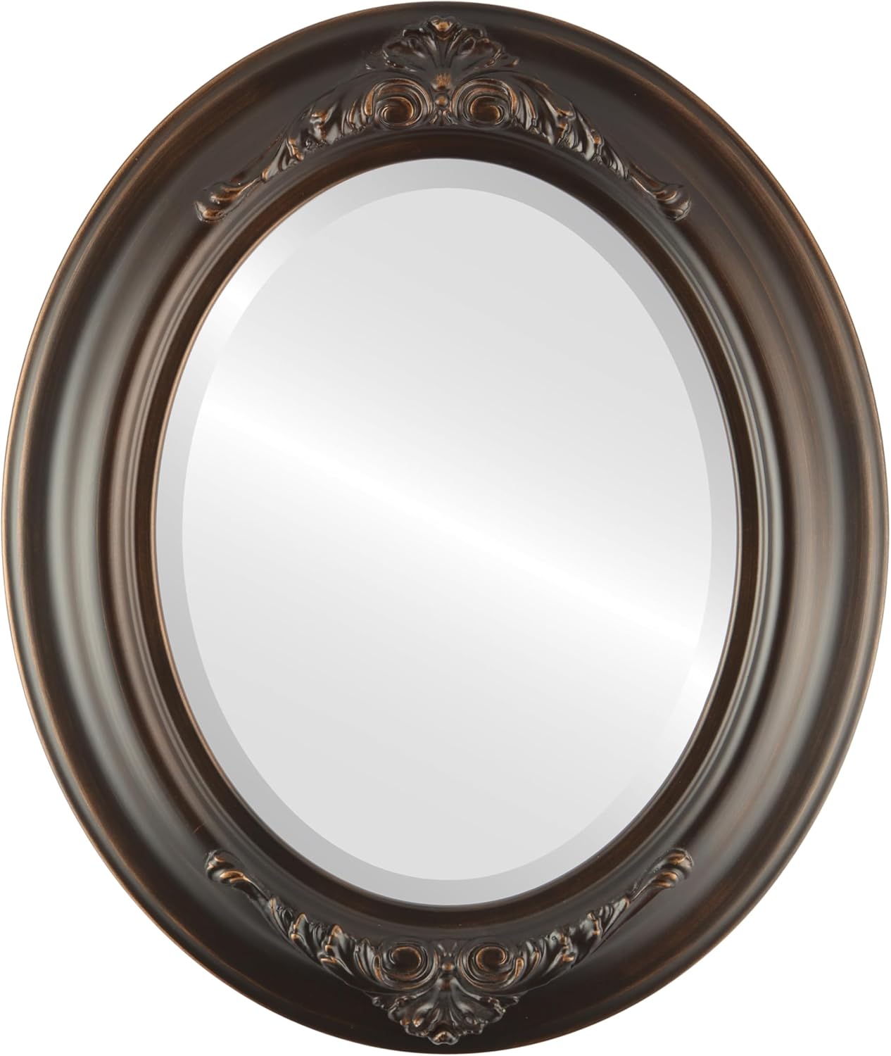 OVALCREST Oval Beveled Wall Mirror for Home Decor - Winchester Style - Rubbed Bronze - 25" x 35" Outside Dimensions